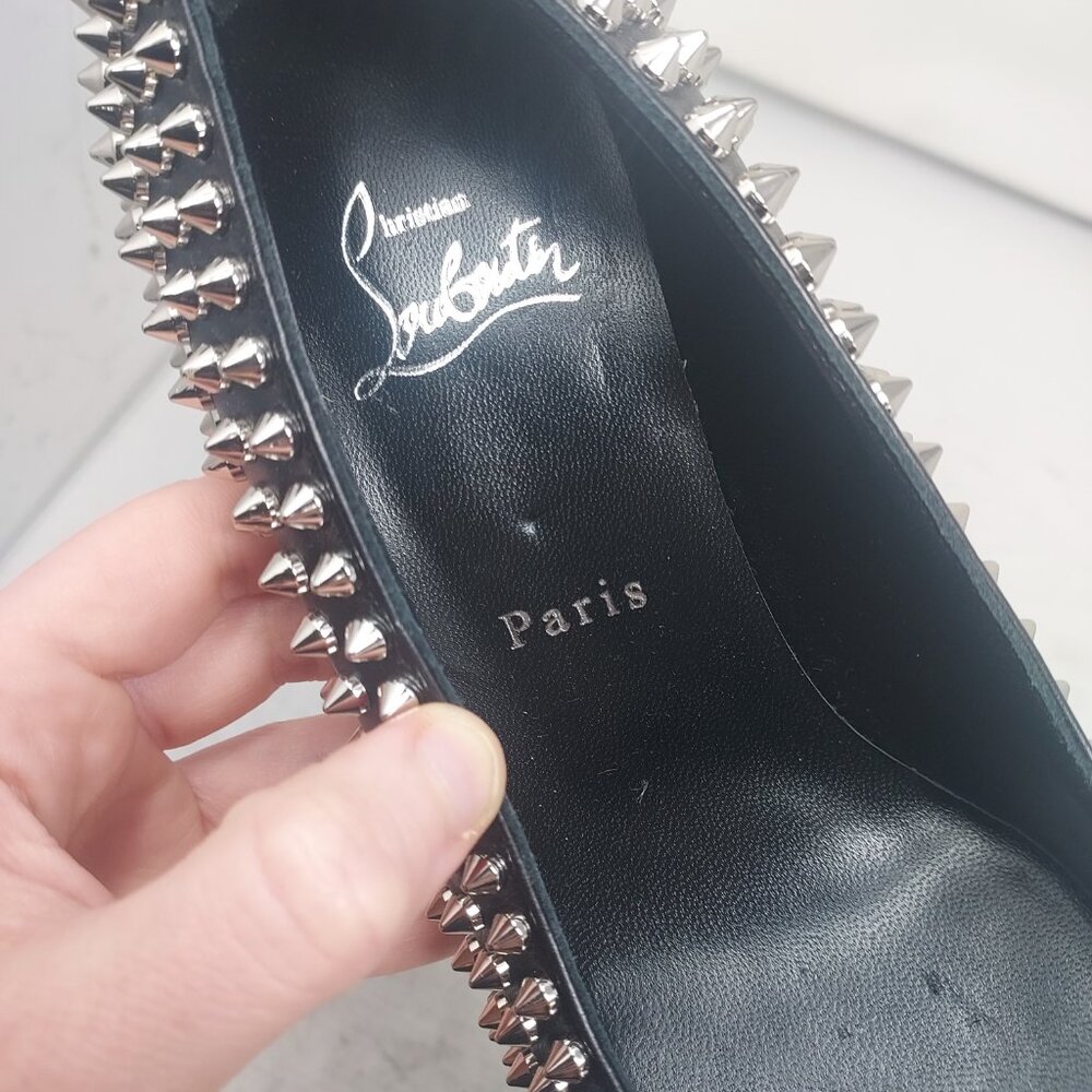 Christian Louboutin Black Condora Leather Spike Stud Pump - Picture 7 of 10
